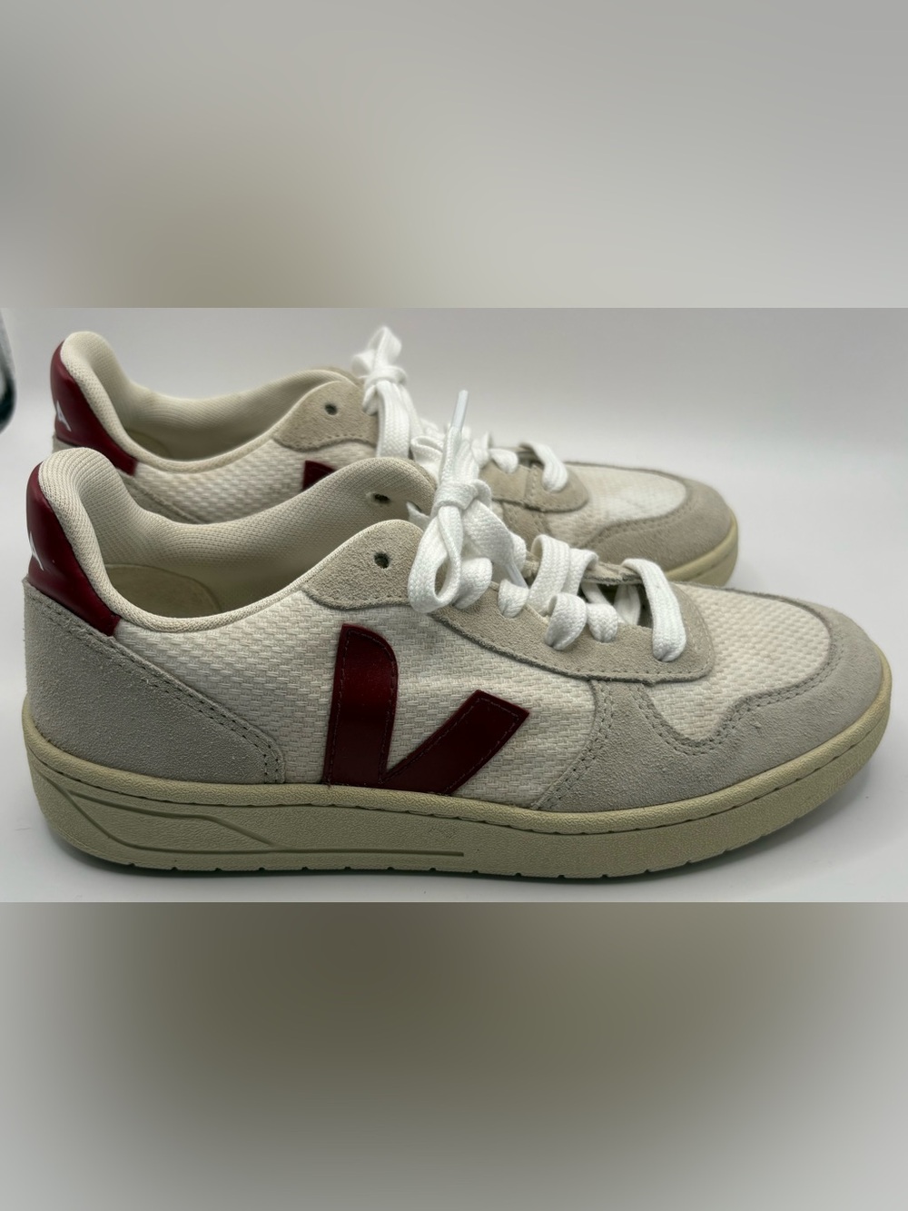 Veja V-10 B-Mesh, White Natural Marsala